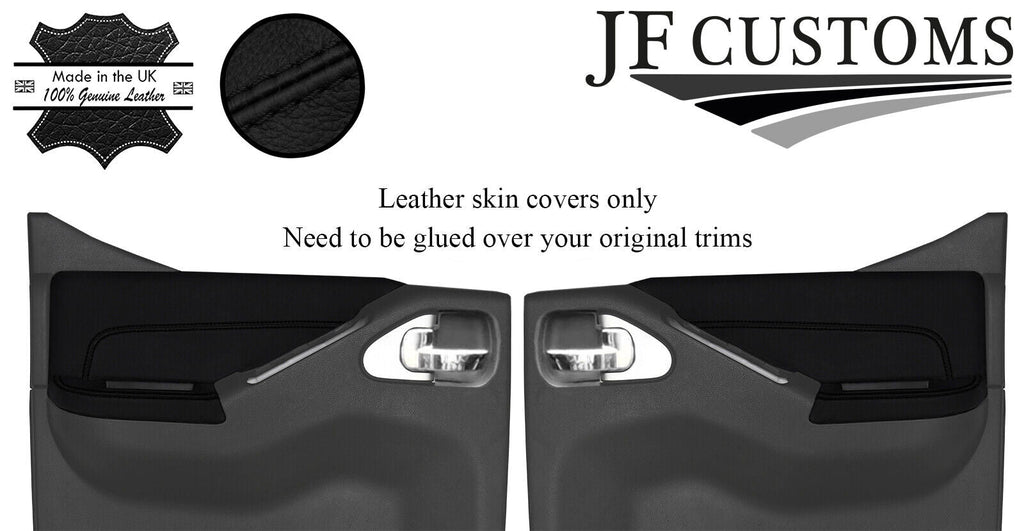BLACK STITCH LEATHER REAR DOOR TRIM + ARMREST COVERS FOR NISSAN NAVARA D40 05-10