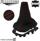 RED STITCH LEATHER MANUAL GEAR GAITER + PLASTIC FRAME FITS FIAT MAREA 96-2002