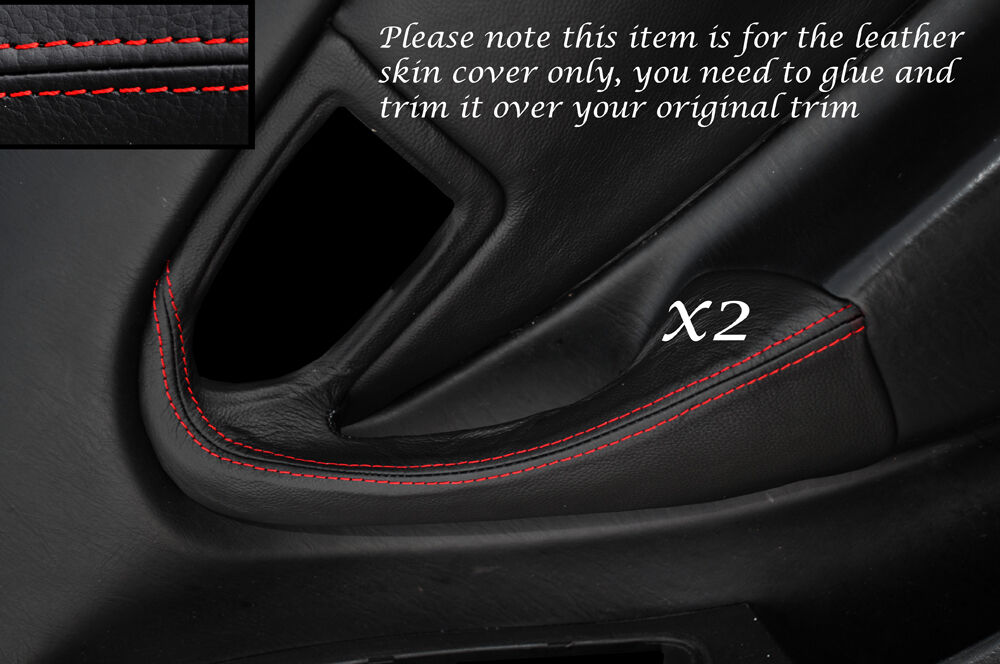 RED STITCH 2X FULL DOOR HANDLE LEATHER COVERS FITS TOYOTA CELICA MK6 94-98