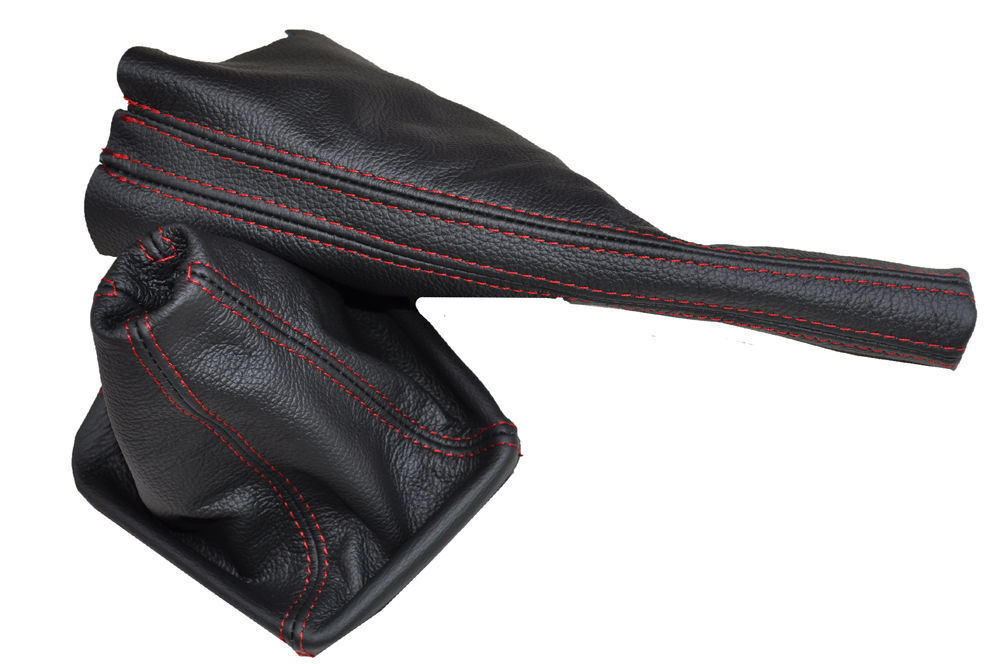 RED STITCH FITS VW PASSAT B3 B4 GEAR GAITER HANDBRAKE LEATHER 1988-1997