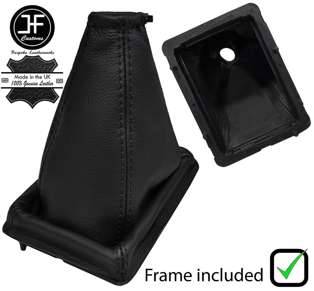 BLACK STITCH LEATHER GEAR GAITER+PLASTIC FRAME FITS FORD FIESTA MK3 3.5 92-96