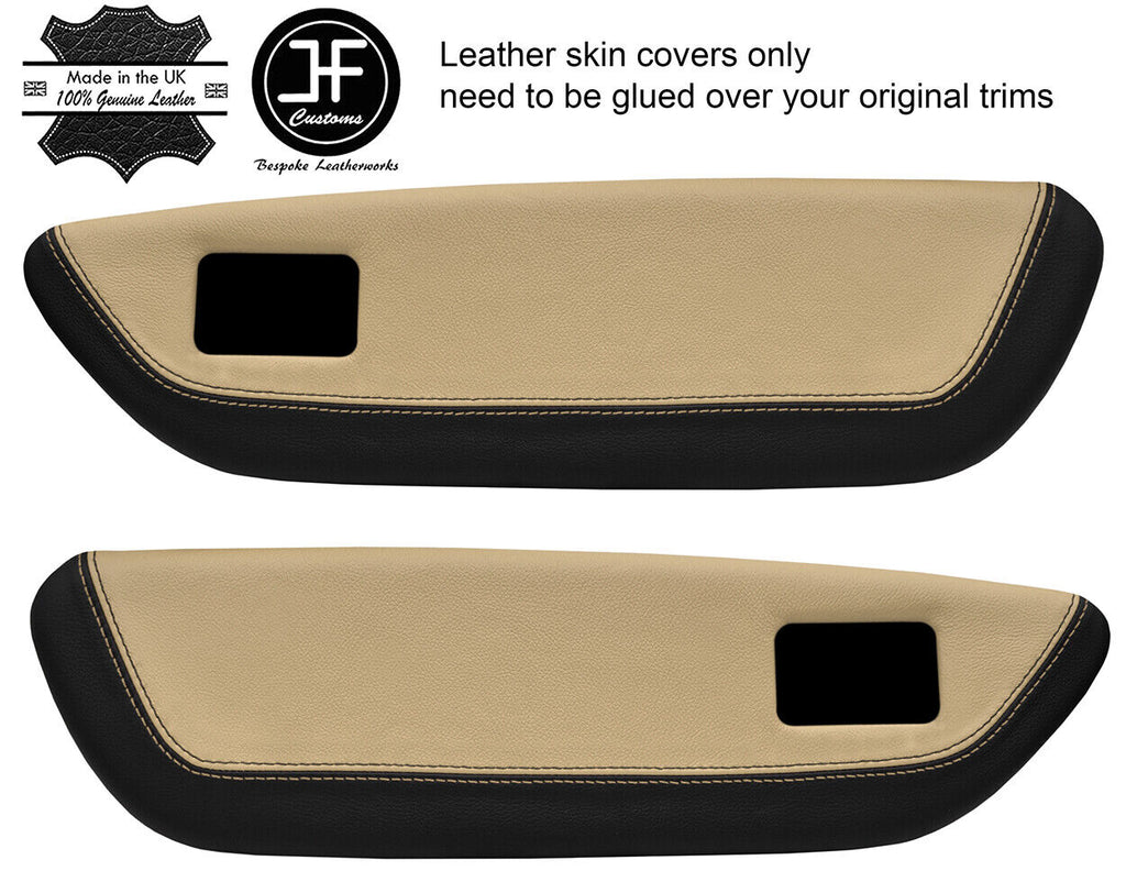 BLACK & CREAM 2 TONE LEATHER 2X FRONT DOOR CARD TRIM COVER FOR MG MGF MK1 95-99