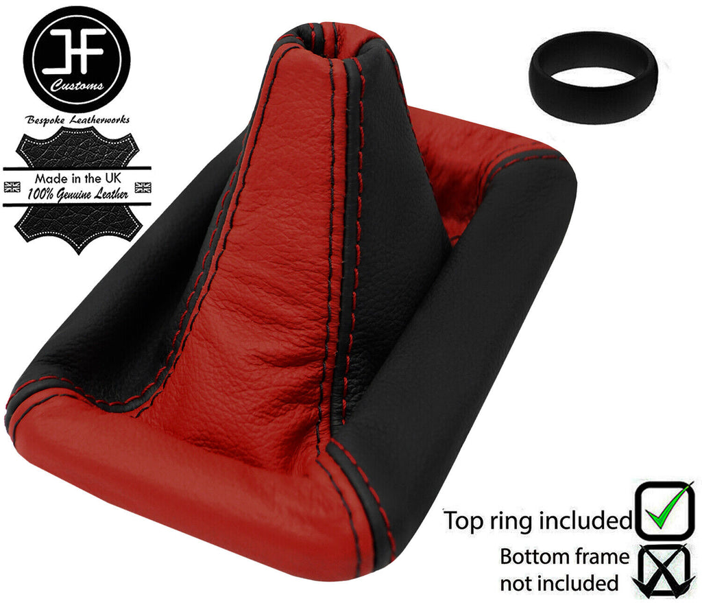 BLACK RED LEATHER MANUAL GEAR GAITER + TOP RING FOR TOYOTA MR2 MK2 1989-2000