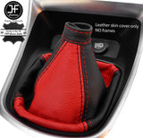BLACK & RED REAL LEATHER MANUAL GEAR GAITER FITS CHRYSLER DELTA 2011-2017