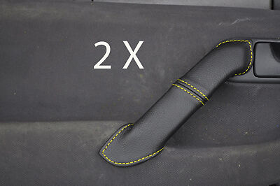 yellow stitch FITS VW LUPO 98-05 2X FRONT DOOR HANDLE LEATHER COVERS CUSTOM NEW