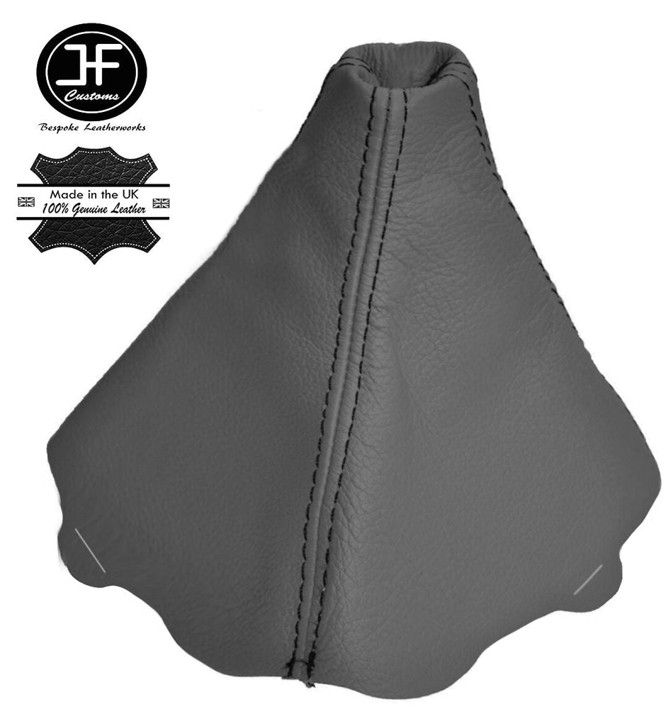 GREY LEATHER FITS AUDI A4 B6 2000-2004 BLACK STITCHING GEAR GAITER COVER