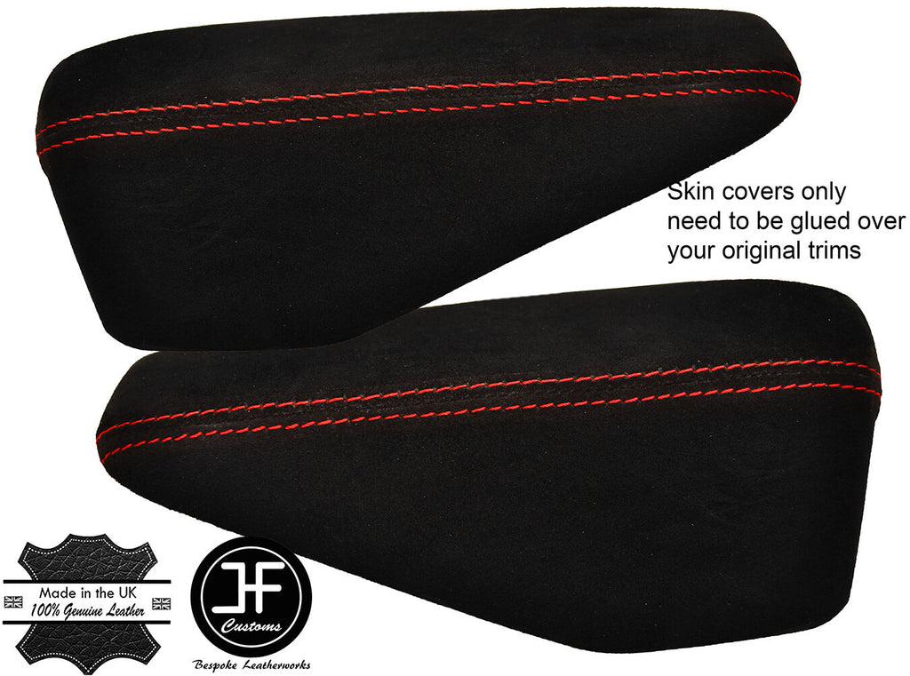 RED STITCH 2X FRONT DOOR ARMREST SUEDE COVER FOR MITSUBISHI OUTLANDER 07-13