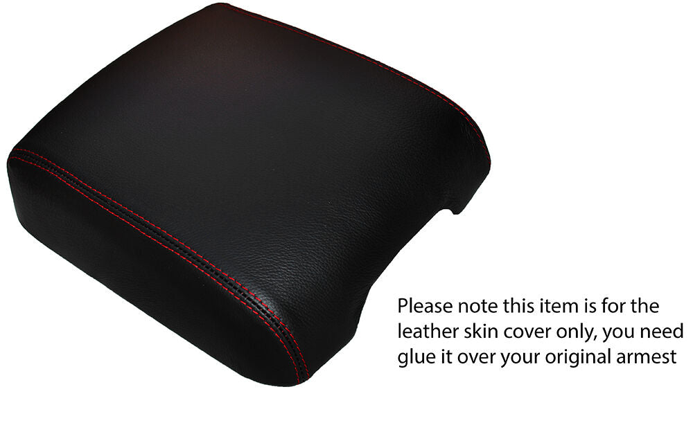RED STITCHING LEATHER ARMREST SKIN COVER FITS MITSUBISHI SHOGUN 2007-2012