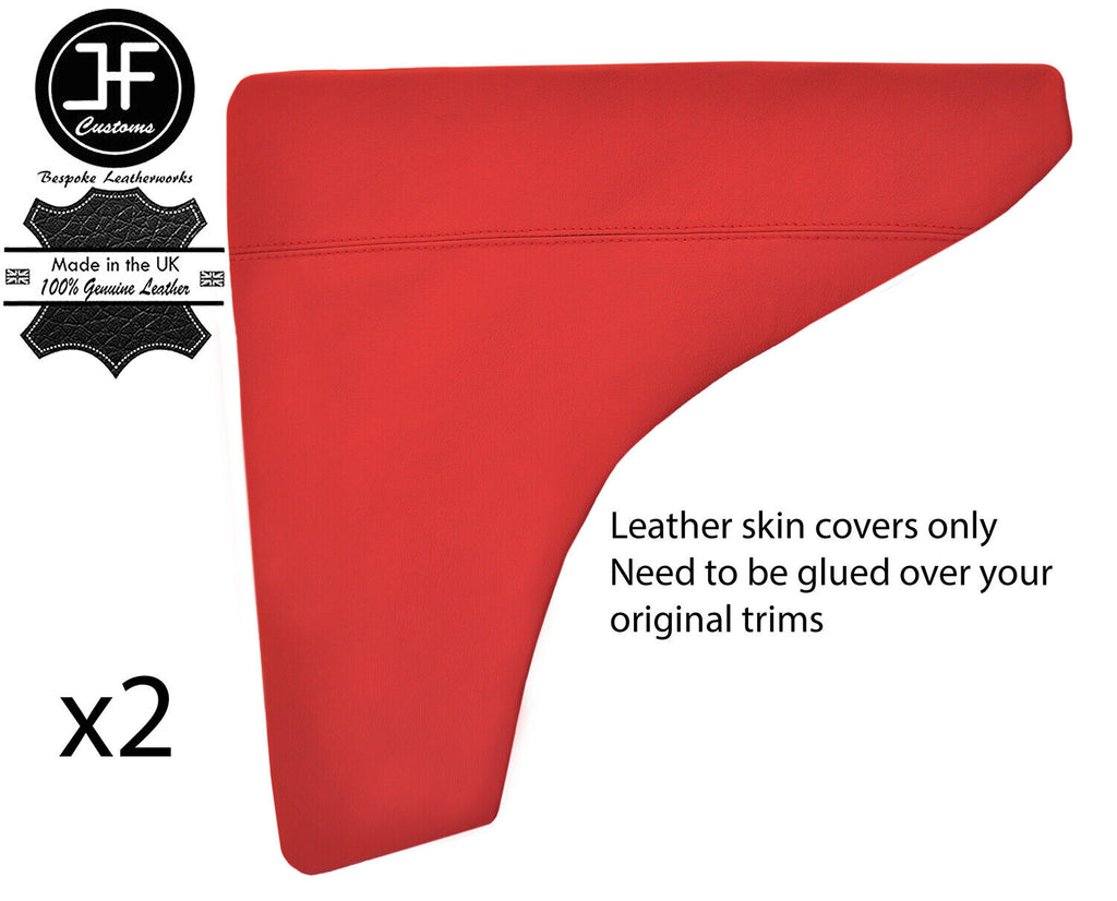 RED REAL LEATHER 2X REAR DOOR CARD COVERS FOR MORRIS MINOR 1000 CONVERTIBLE