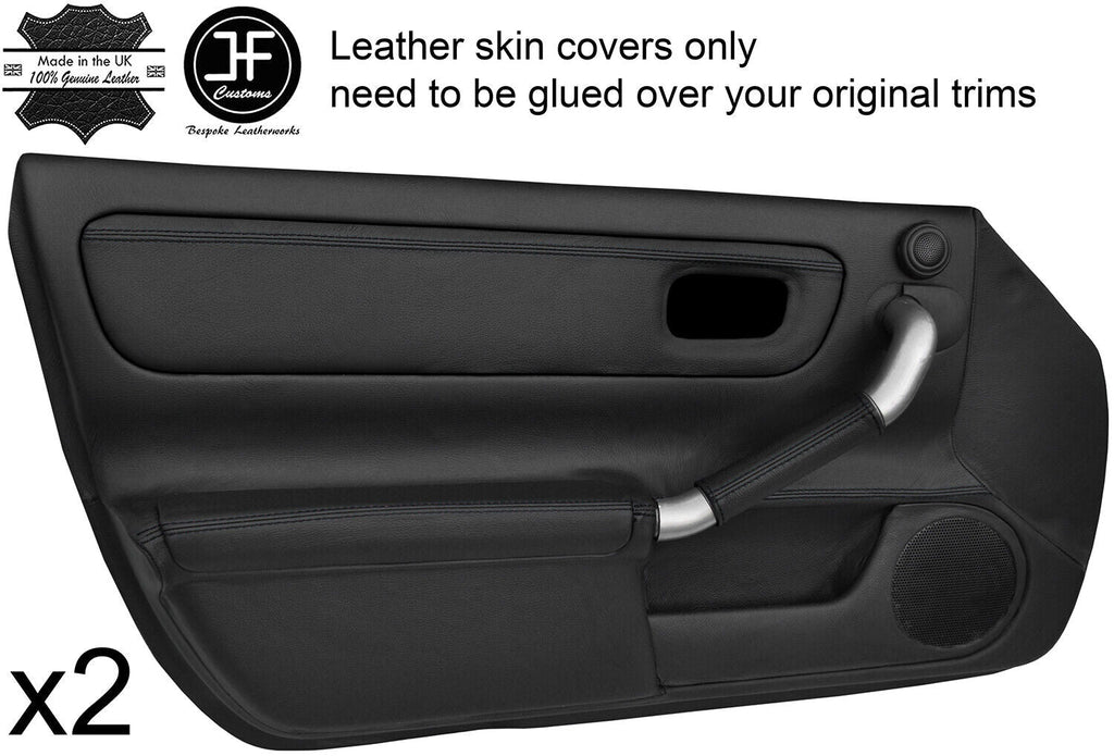 BLACK STITCH 2X FRONT FULL DOOR CARD LEATHER COVERS FITS TOYOTA MR2 MK3 00-07