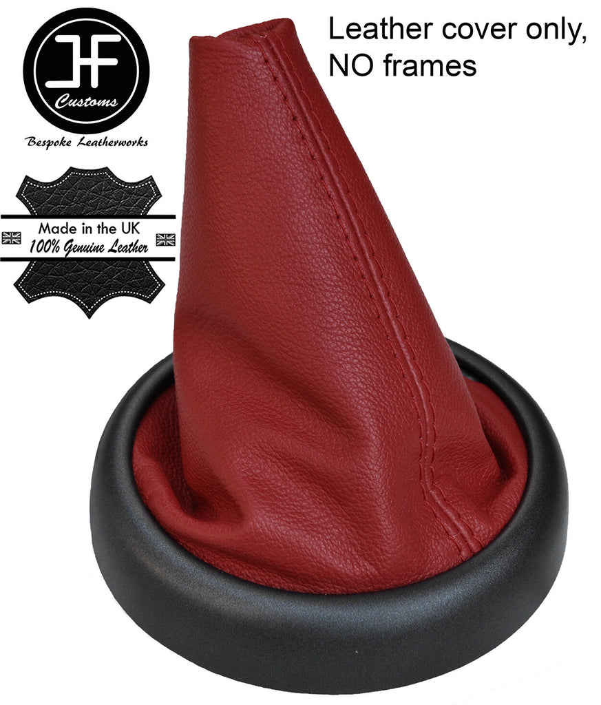 DARK RED TOP GRAIN REAL LEATHER GEAR GAITER FITS BMW MINI R50 R52 R53 2001-2006