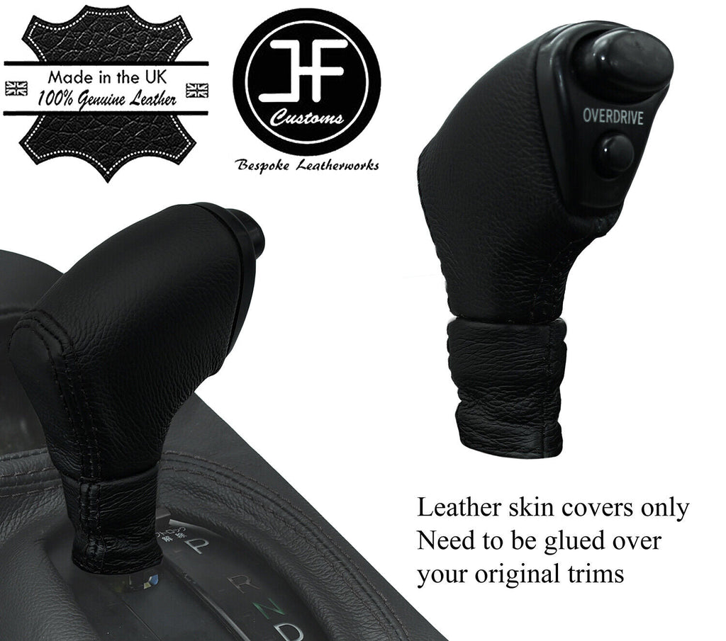 BLACK STITCH AUTOMATIC KNOB REAL LEATHER COVERS FOR TOYOTA SUPRA MK4 1993-2002