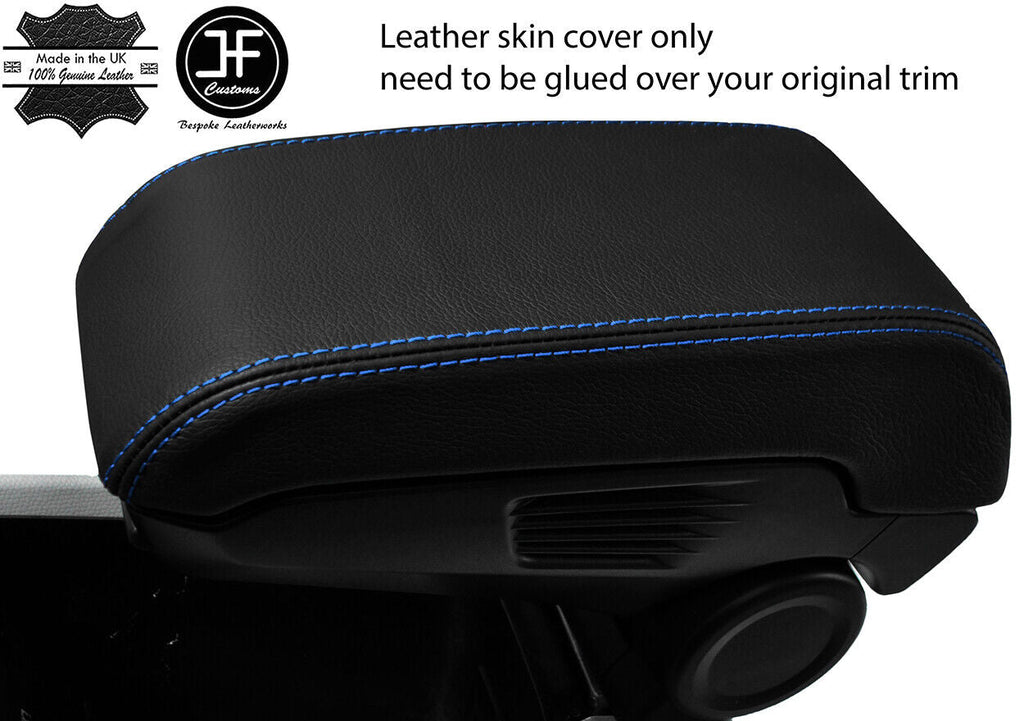 BLUE STITCH TOP GRAIN REAL LEATHER ARMREST COVER FOR BMW I3 2013-2019 CUSTOM NEW