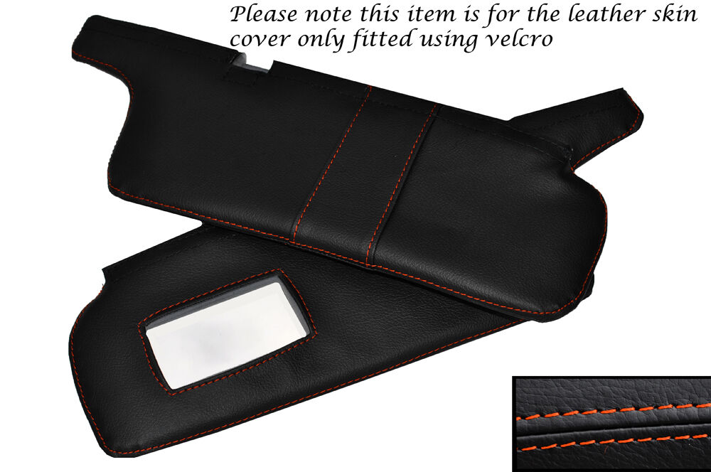 ORANGE STITCH 2X SUN VISORS LEATHER SKIN COVERS FITS TOYOTA CELICA 1986-1989