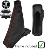 RED STITCH LEATHER HANDBRAKE GAITER+PLASTIC FRAME FOR CHEVROLET SPARK 10-15