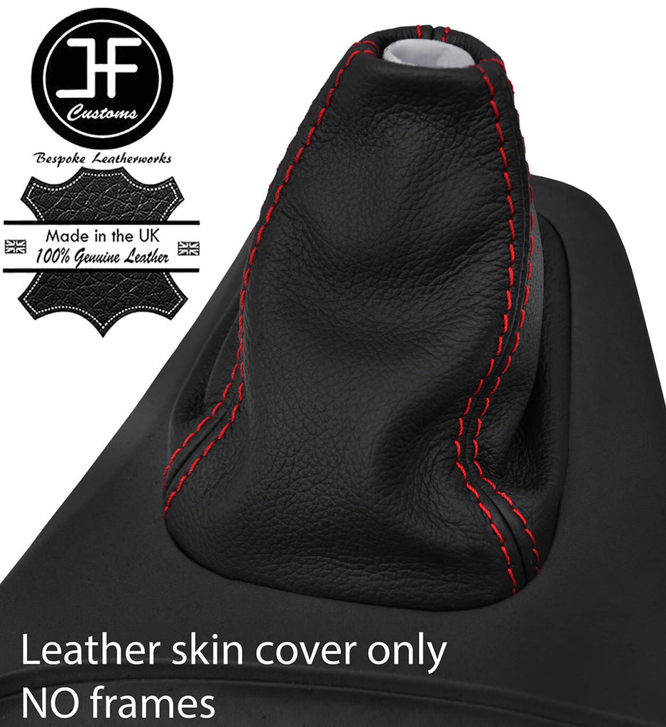 RED STITCHING BLACK TOP GRAIN LEATHER MANUAL GEAR GAITER FOR VOLVO S80 98-06