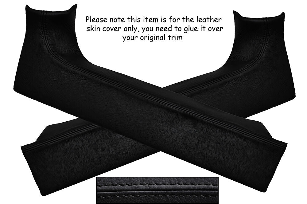 BLACK STITCH 2X B PILLAR TRIM SKIN COVER FITS LAND ROVER DEFENDER 90 110 83-06