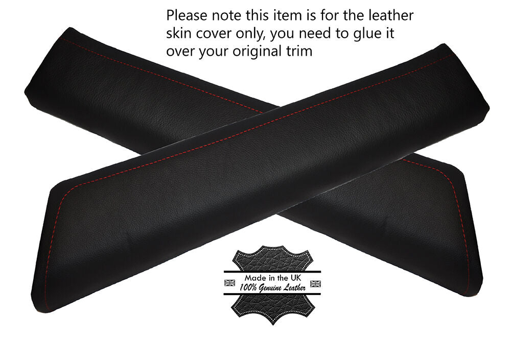 RED STITCH 2X UPPER DOOR CARD TRIM SKIN COVERS FITS TOYOTA GT86 SUBARU BRZ