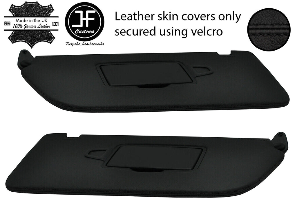 BLACK STITCH 2X SUN VISORS LEATHER COVERS FOR MERCEDES VITO W447 15-20 2 MIRROR