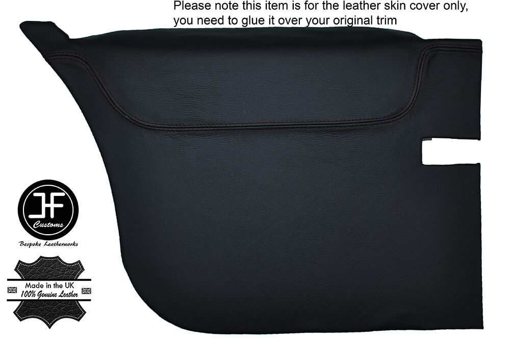 BLACK STITCH 2X REAR DOOR CARD LEATHER COVER FITS BMW 3 SERIES E21 75-84
