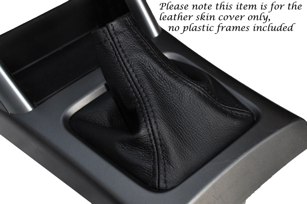 BLACK STITCH MANUAL LEATHER GEAR GAITER BOOT FITS SUBARU FORESTER 2008-2013