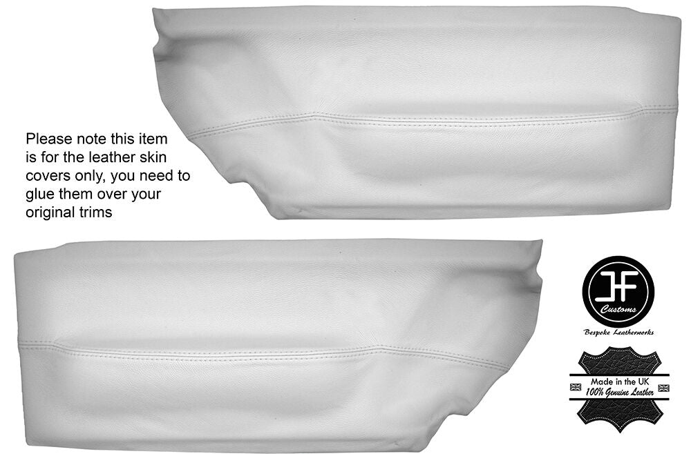 WHITE LEATHER 2X FRONT DOOR CARD TRIM COVERS FITS VW BEETLE 1998-2010