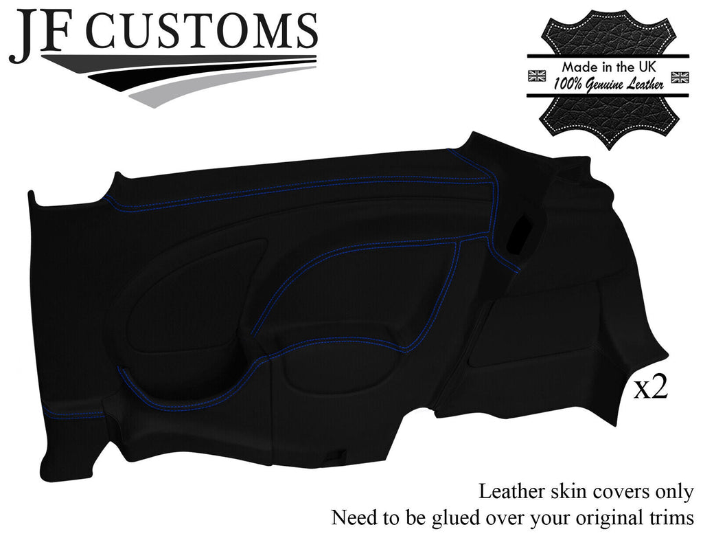 BLUE STITCH LEATHER 2X REAR DOOR CARD COVERS FOR BMW MINI R50 R52 R53 01-06