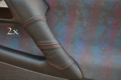 FITS VW POLO MK3 94-1998 2X DOOR HANDLE COVERS red stitch CUSTOM NEW MADE IN UK