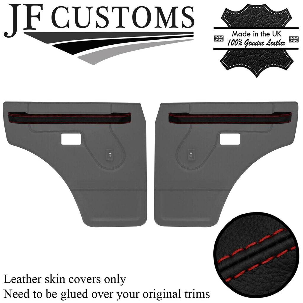 D RED STITCH LEATHER 2X REAR DOOR HANDLE COVERS FOR LAND ROVER DISCOVERY 89-98