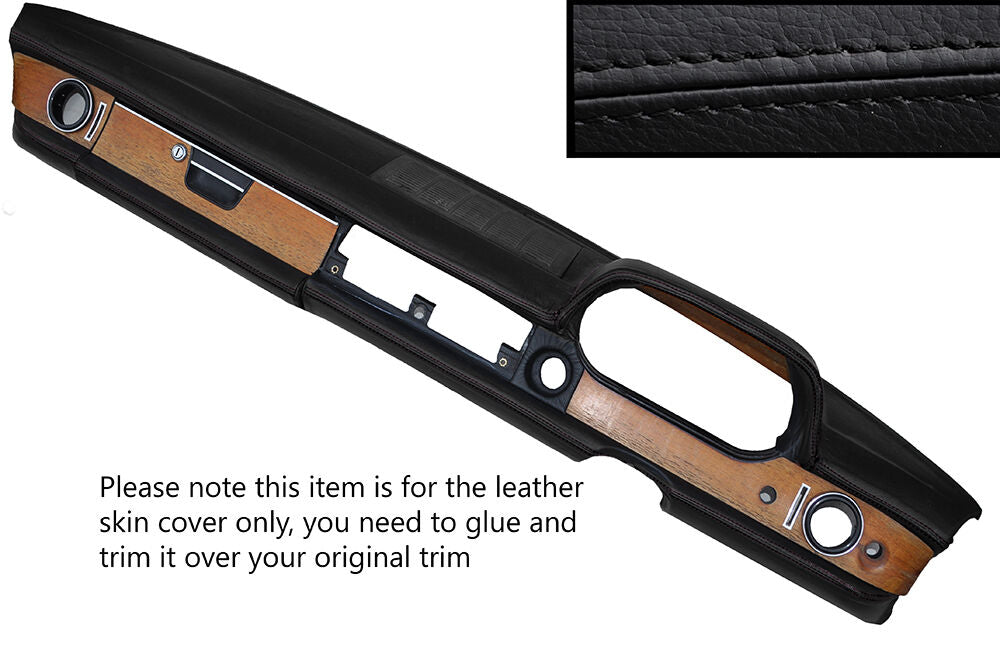 BLACK STITCH DASH DASHBOARD LEATHER SKIN COVER FITS MERCEDES W114 W115