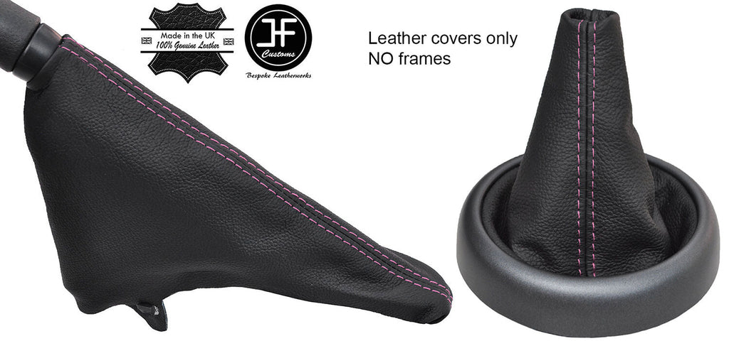PINK STITCH TOP GRAIN REAL LEATHER GAITER SET FITS BMW MINI R50 R52 R53 01-06