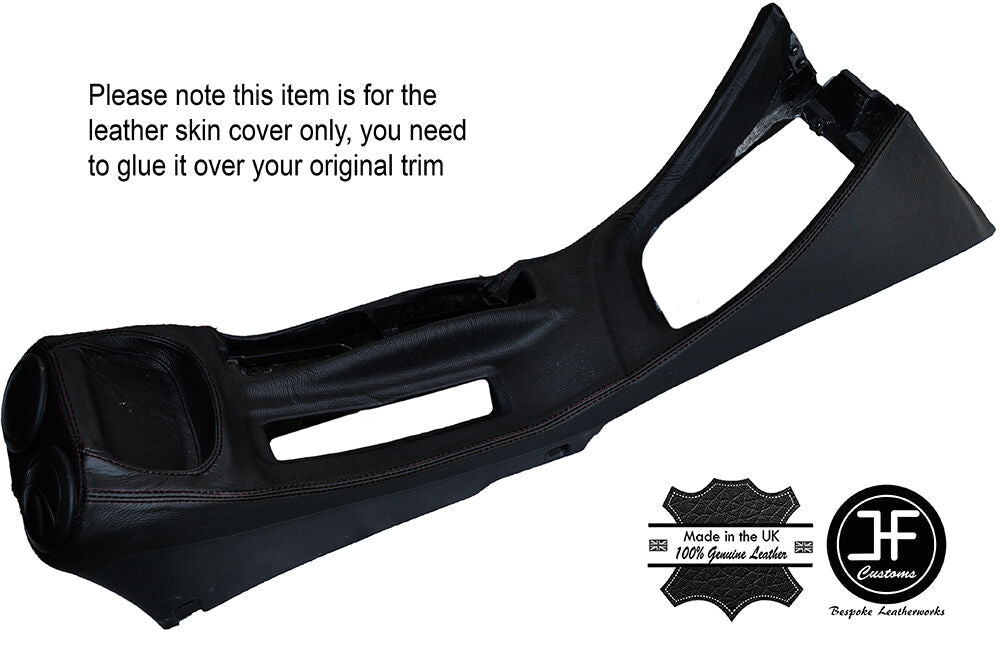 BLACK STITCHING CENTER CONSOLE LEATHER COVER FITS ALFA ROMEO 156 1998-2002
