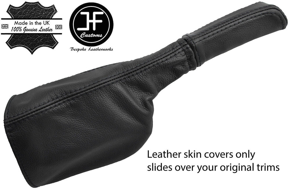 BLACK STITCH LEATHER HANDBRAKE GAITER+HANDLE COVER FITS DEFENDER 07-16 STYLE 2