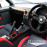 DARK RED LEATHER CENTER CONSOLE CUP HOLDER COVER FITS MAZDA MX5 MK1 CUSTOM NEW