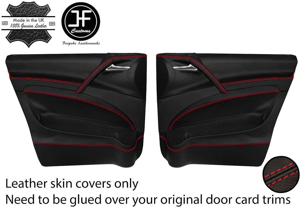 RED STITCH 2X FULL DOOR CARD LEATHER COVERS FOR MERCEDES VITO VIANO 639 04-13