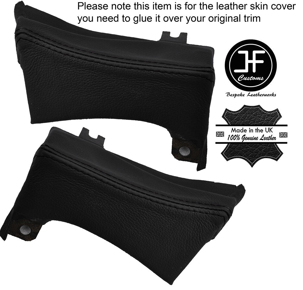 BLACK STITCHING 2X DASH END CAPS LEATHER COVERS FITS DELOREAN DMC-12 1981-1983