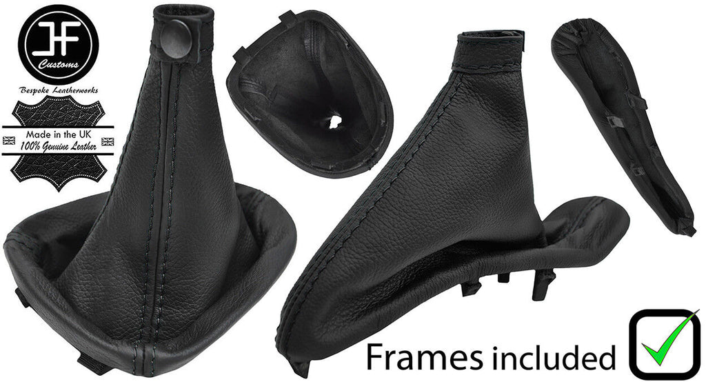 BLACK STITCH LEATHER GAITER SET WITH PLASTIC FRAME FOR ALFA ROMEO GT 2003-2010