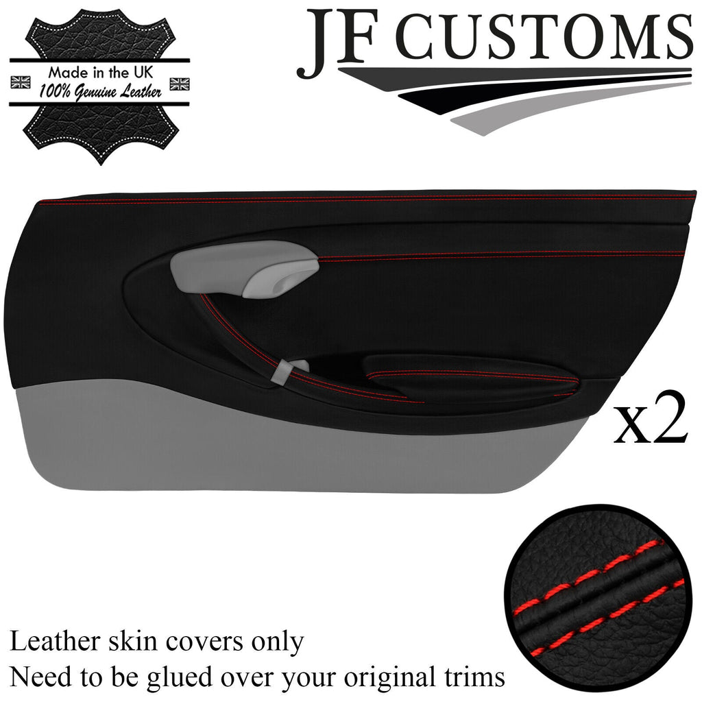 RED STITCH LEATHER 2X TOP DOOR CARD COVER FOR PORSCHE BOXSTER 986 96-04 JF2
