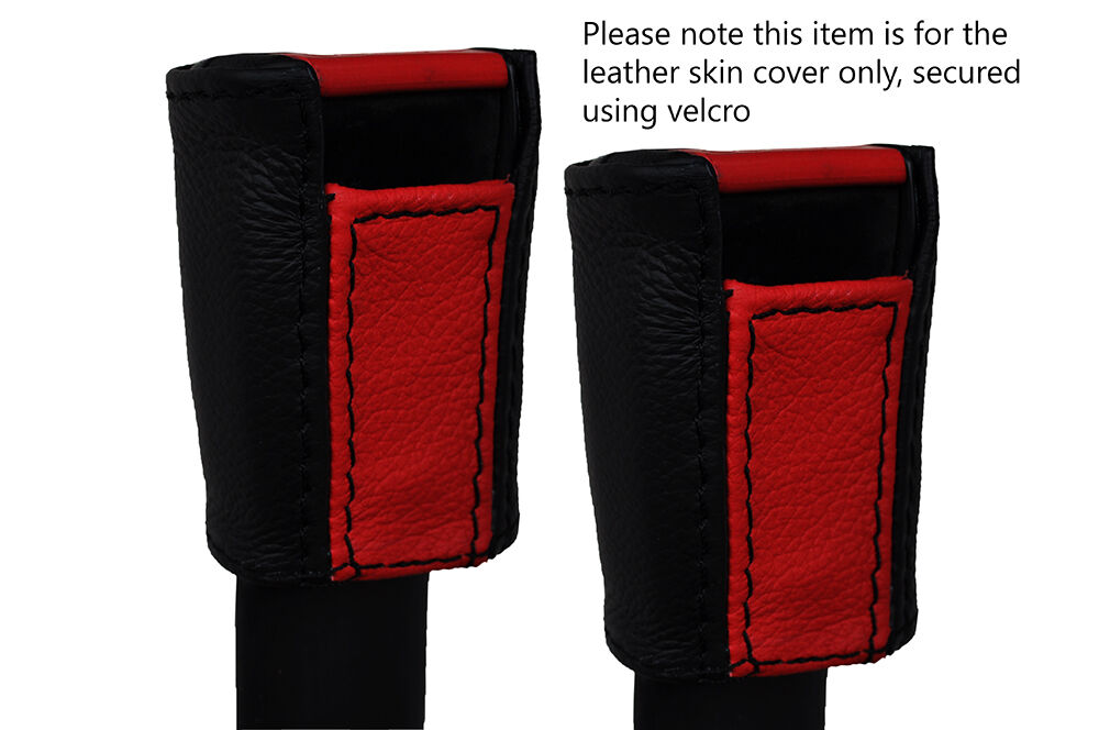 BLACK & RED 2X SEAT BELT LEATHER SKIN COVERS FITS PORSCHE 924 944 1975-1991