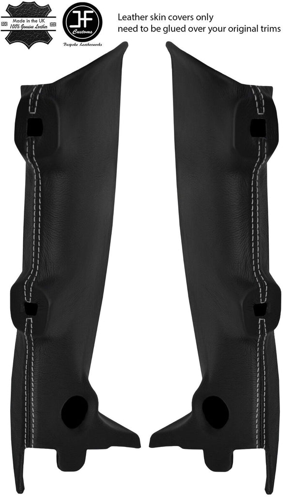 GREY STITCH 2X A PILLAR TOP GRAIN REAL LEATHER COVERS FITS HUMMER H2 2003-2007