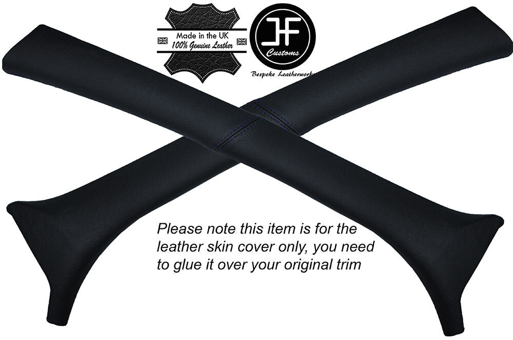 BLUE STITCH 2X A PILLAR LEATHER SKIN COVER FITS VW POLO MK5 6N2 1998-2001