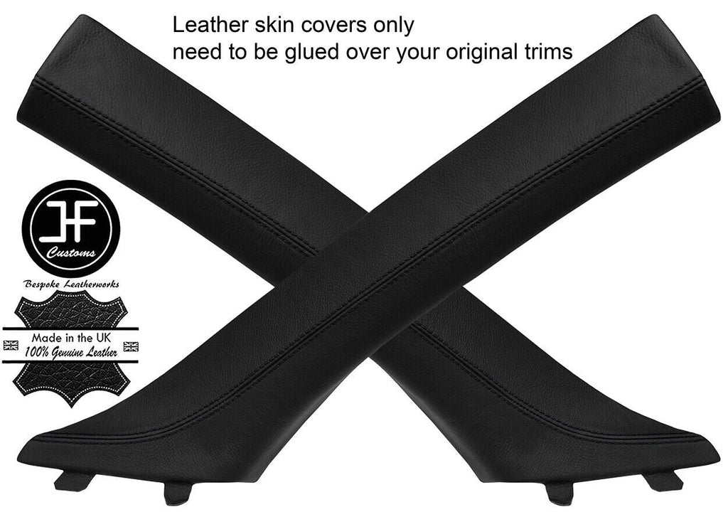 BLACK STITCH 2X A POST PILLAR LEATHER COVERS FITS BMW 3 SERIES E92 COUPE 06-13