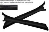 BLACK STITCH FITS FIAT PUNTO MK2 1999-2005 2X WINDSCREEN PILLAR LEATHER COVERS