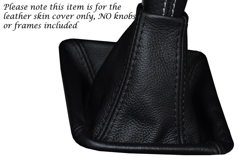 BLACK STITCHING MANUAL LEATHER GEAR GAITER FITS MERCEDES A CLASS W176 2012-2015