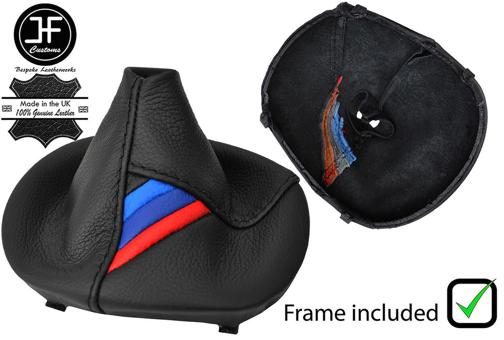 BLACK STITCH MANUAL GAITER+PLASTIC FRAME FOR BMW Z4 E85 E86 02-08 TRI STRIPES