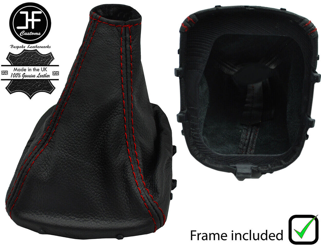 RED STITCH LEATHER GEAR GAITER + PLASTIC FRAME FITS VAUXHALL MOKKA 2012-2019