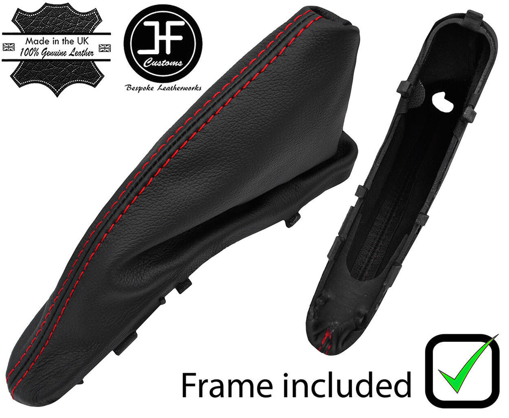 RED STITCH LEATHER HANDBRAKE GAITER+PLASTIC FRAME FOR BMW MINI R50 R53 01-06