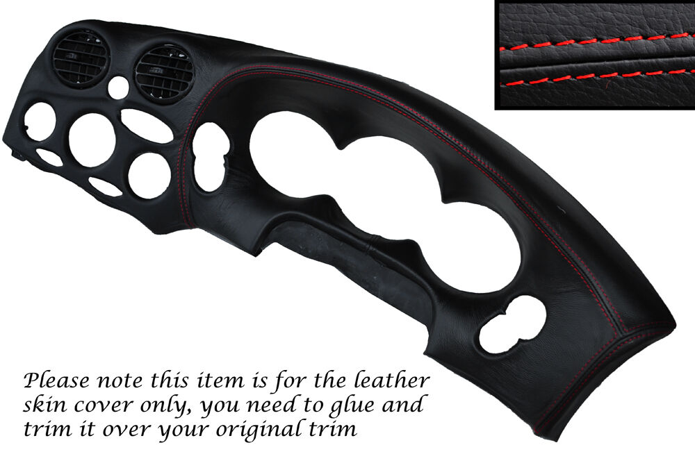 RED STITCH DASH SPEEDO SURROUND LEATHER COVER FITS HYUNDAI COUPE MK1 96-99