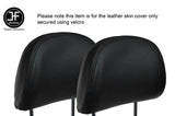 BLACK STITCH 2X FRONT HEADREST LEATHER SKIN COVERS FITS AUDI A4 B8 2008-2013