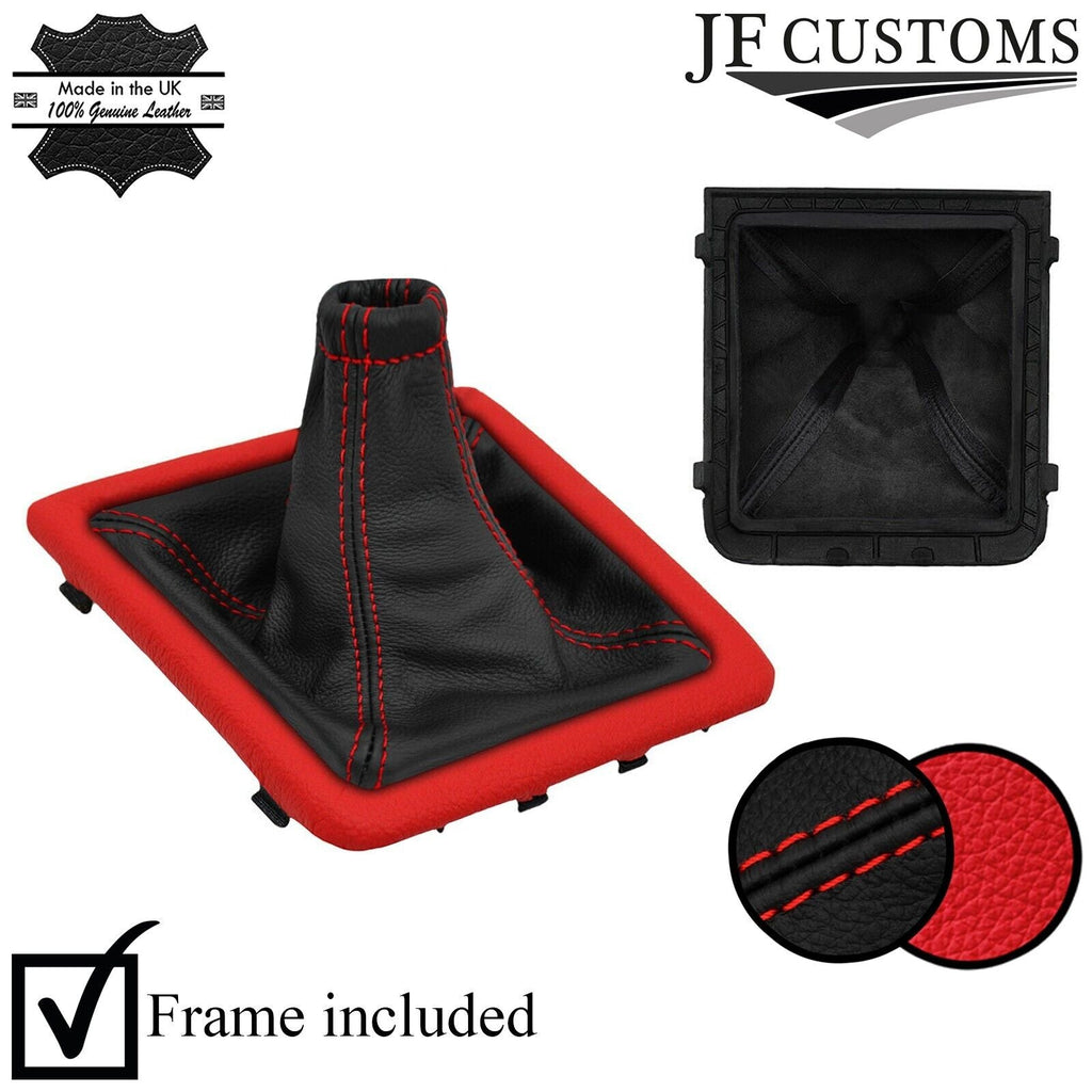 RED & BLACK LEATHER GEAR+SURROUND COVER+FRAMES FITS VAUXHALL VECTRA C 02-08